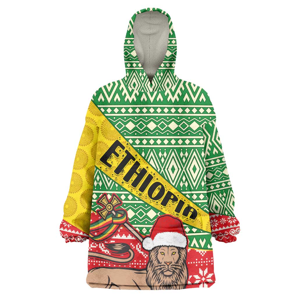 Ethiopia Christmas Wearable Blanket Hoodie - Melkam Gena with African Pattern LT01