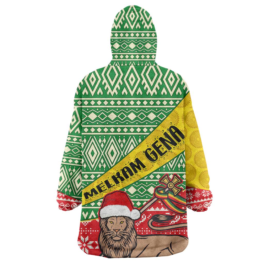 Ethiopia Christmas Wearable Blanket Hoodie - Melkam Gena with African Pattern LT01