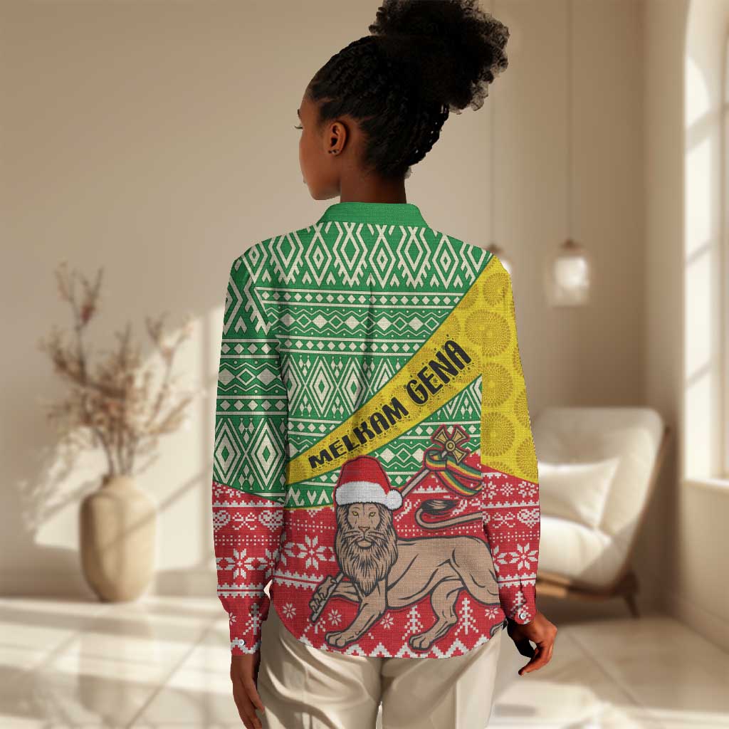 Ethiopia Christmas Women Casual Shirt - Melkam Gena with African Pattern LT01