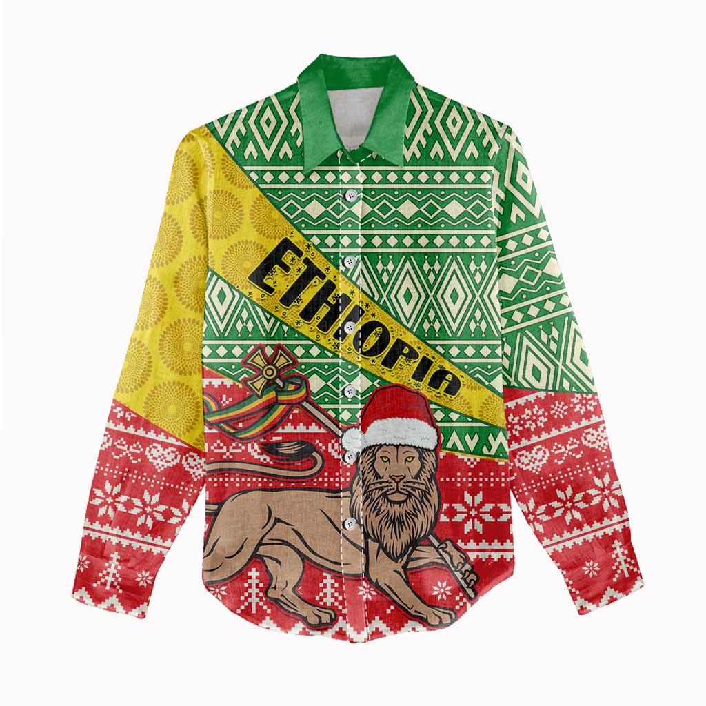 Ethiopia Christmas Women Casual Shirt - Melkam Gena with African Pattern LT01