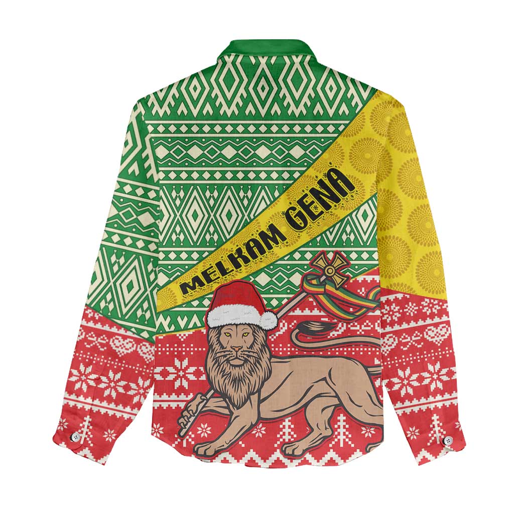 Ethiopia Christmas Women Casual Shirt - Melkam Gena with African Pattern LT01