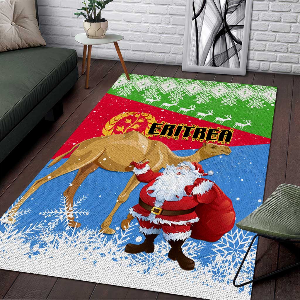Eritrea Christmas Area Rug with Santa Claus and Dromedary Camel LT01