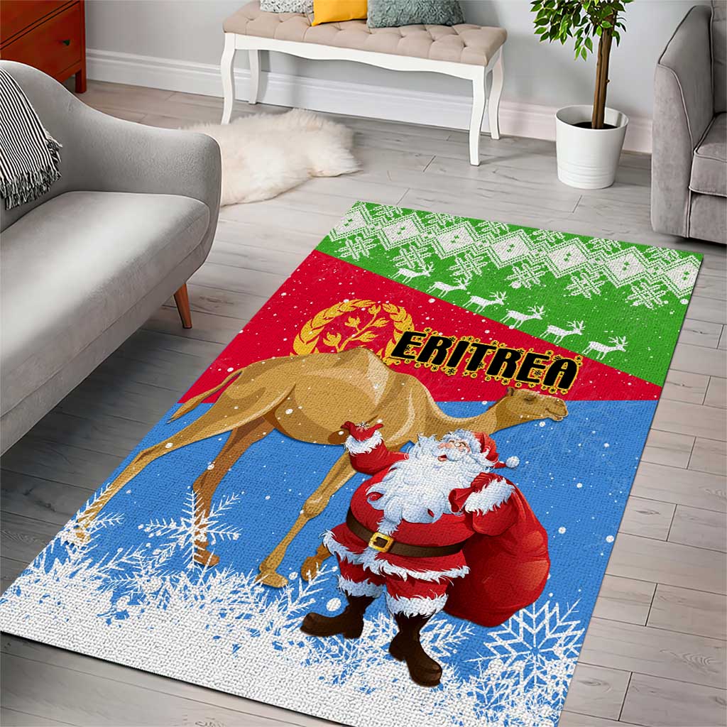 Eritrea Christmas Area Rug with Santa Claus and Dromedary Camel LT01