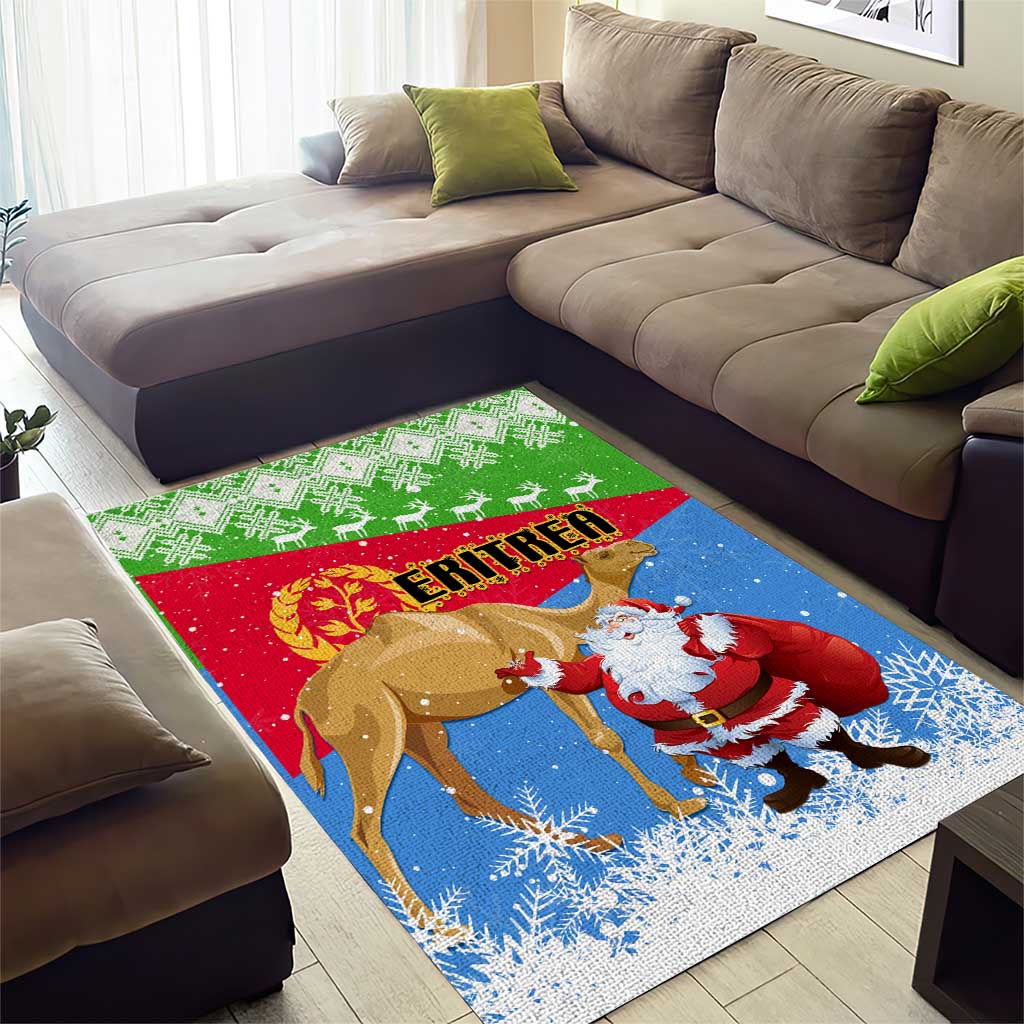 Eritrea Christmas Area Rug with Santa Claus and Dromedary Camel LT01