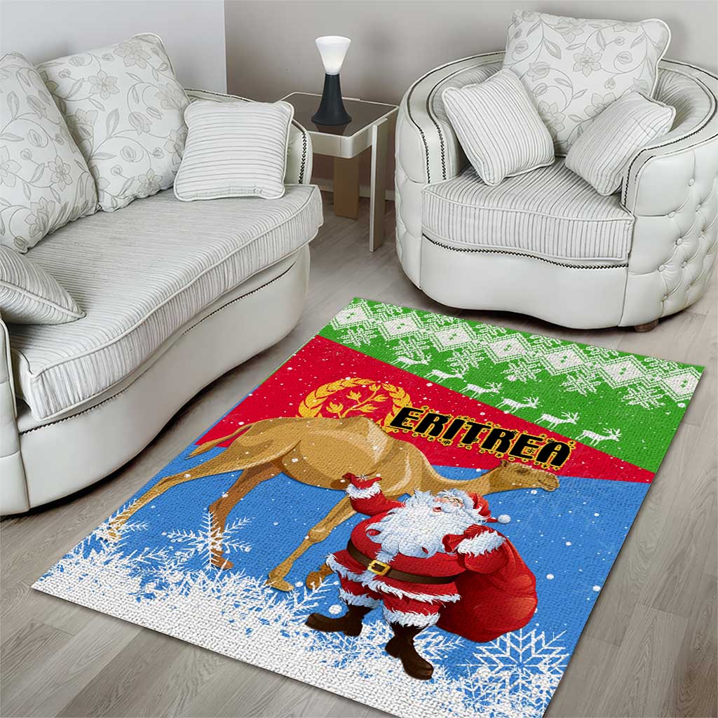Eritrea Christmas Area Rug with Santa Claus and Dromedary Camel LT01