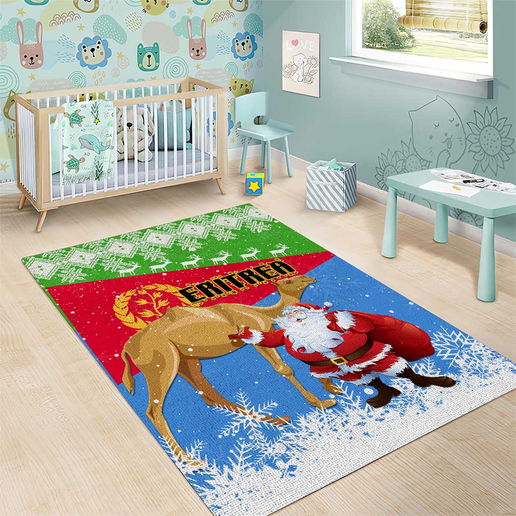 Eritrea Christmas Area Rug with Santa Claus and Dromedary Camel LT01