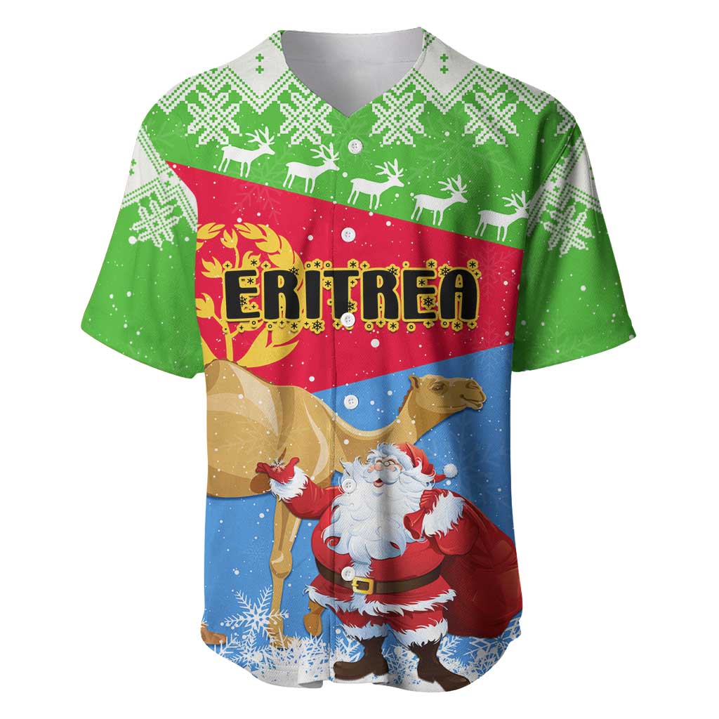 Custom Eritrea Christmas Baseball Jersey with Santa Claus and Dromedary Camel LT01