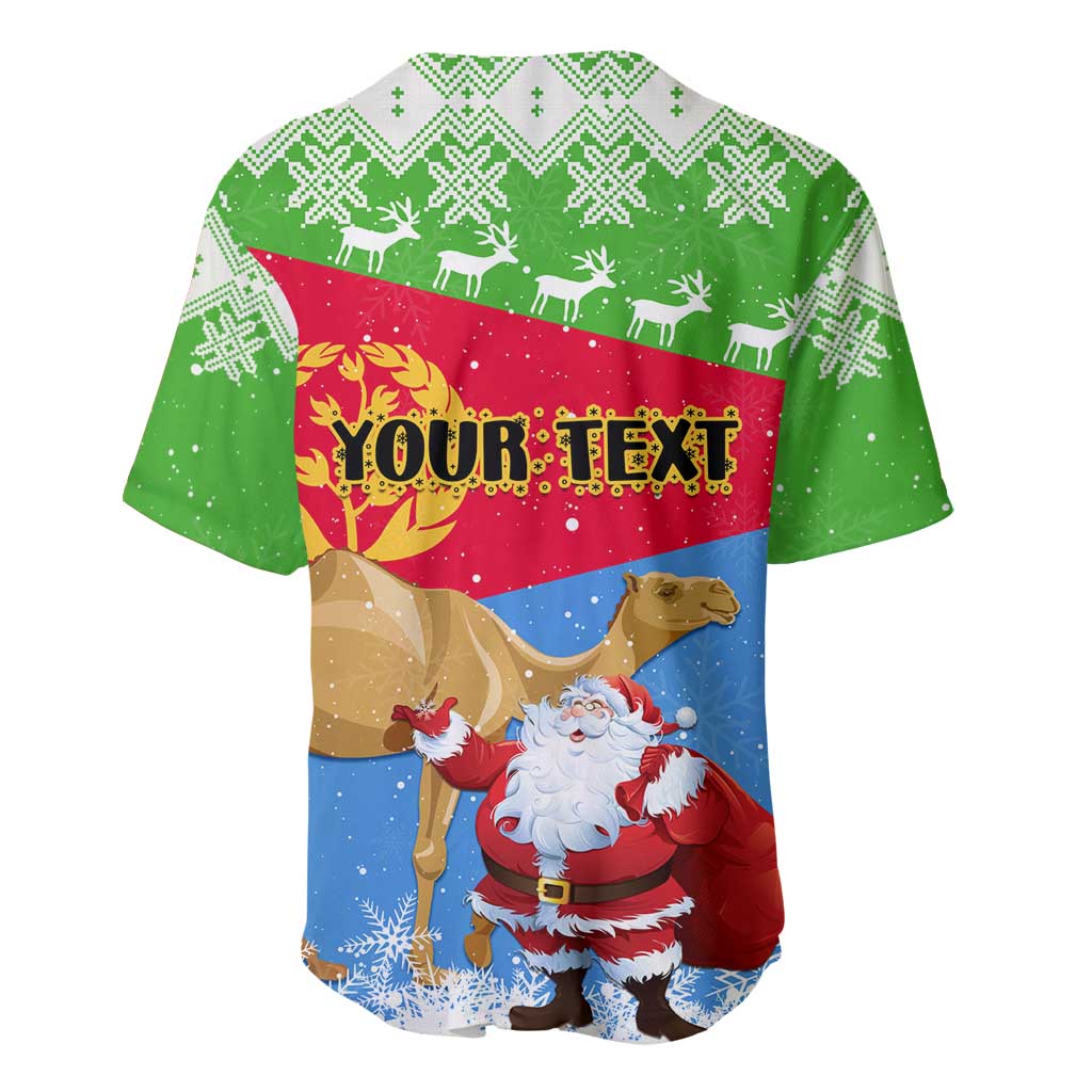 Custom Eritrea Christmas Baseball Jersey with Santa Claus and Dromedary Camel LT01