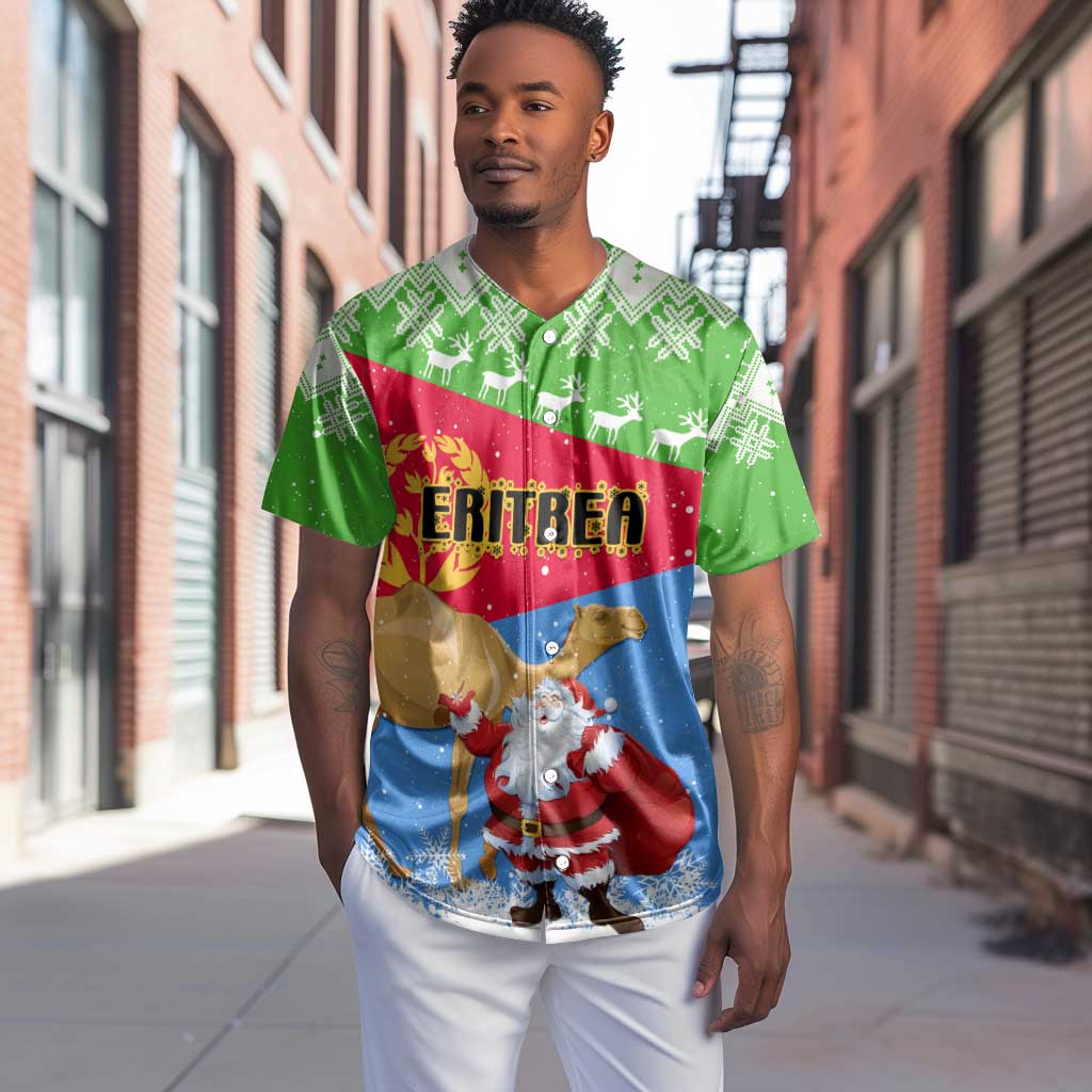 Custom Eritrea Christmas Baseball Jersey with Santa Claus and Dromedary Camel LT01