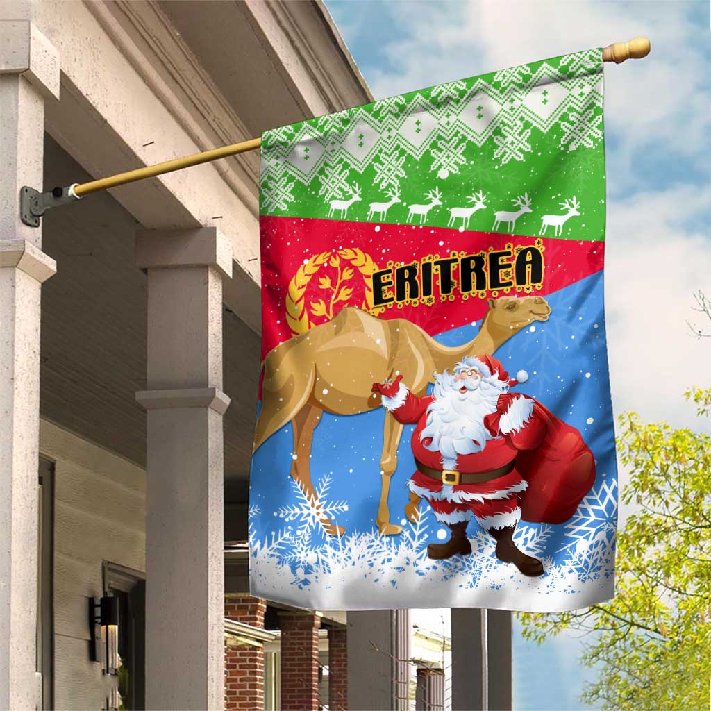 Eritrea Christmas Garden Flag with Santa Claus and Dromedary Camel LT01