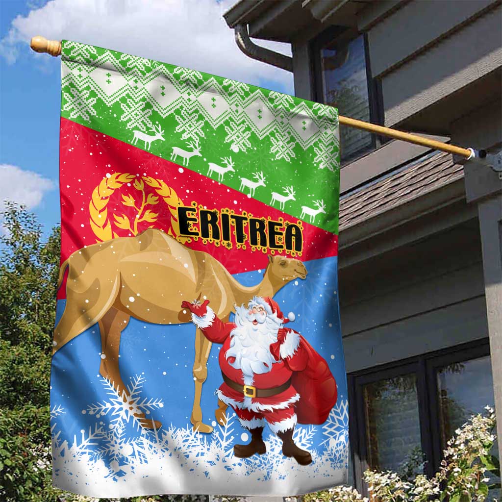 Eritrea Christmas Garden Flag with Santa Claus and Dromedary Camel LT01