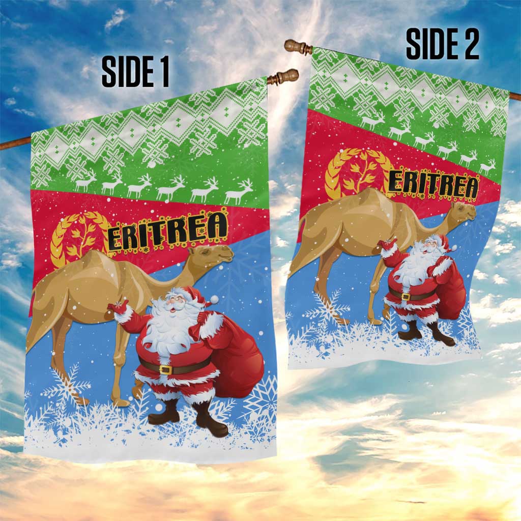 Eritrea Christmas Garden Flag with Santa Claus and Dromedary Camel LT01