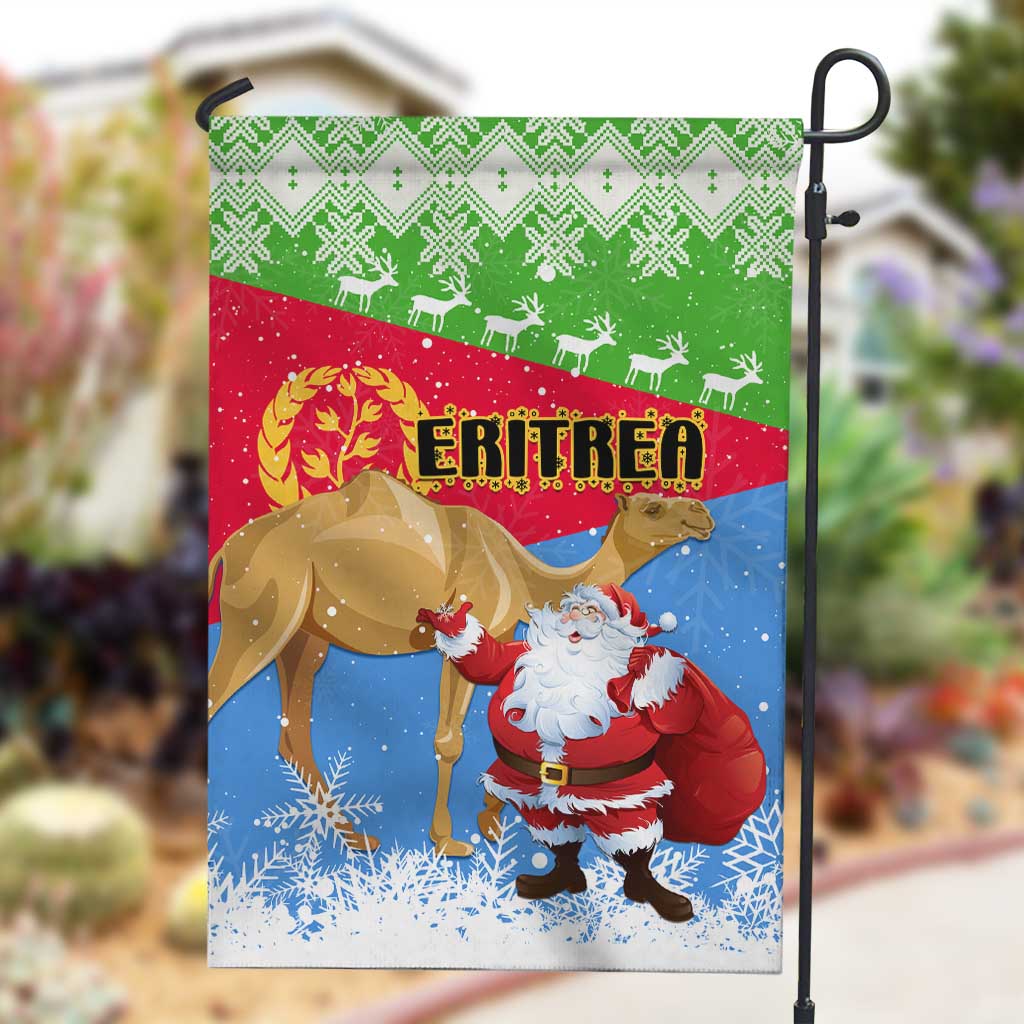 Eritrea Christmas Garden Flag with Santa Claus and Dromedary Camel LT01