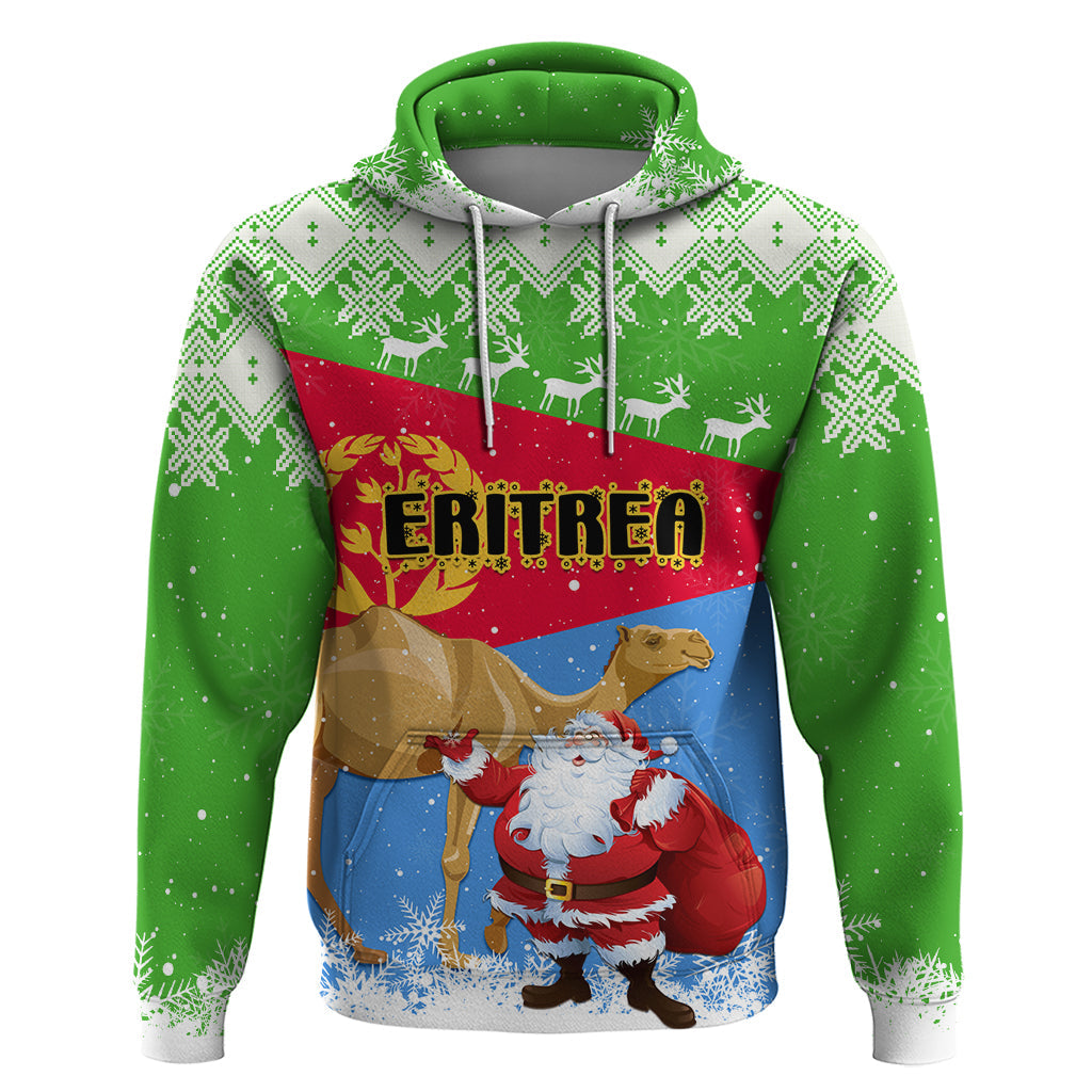 Custom Eritrea Christmas Hoodie Santa Claus With Dromedary Camel LT01