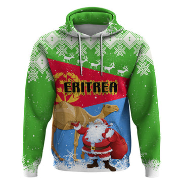 Custom Eritrea Christmas Hoodie Santa Claus With Dromedary Camel LT01
