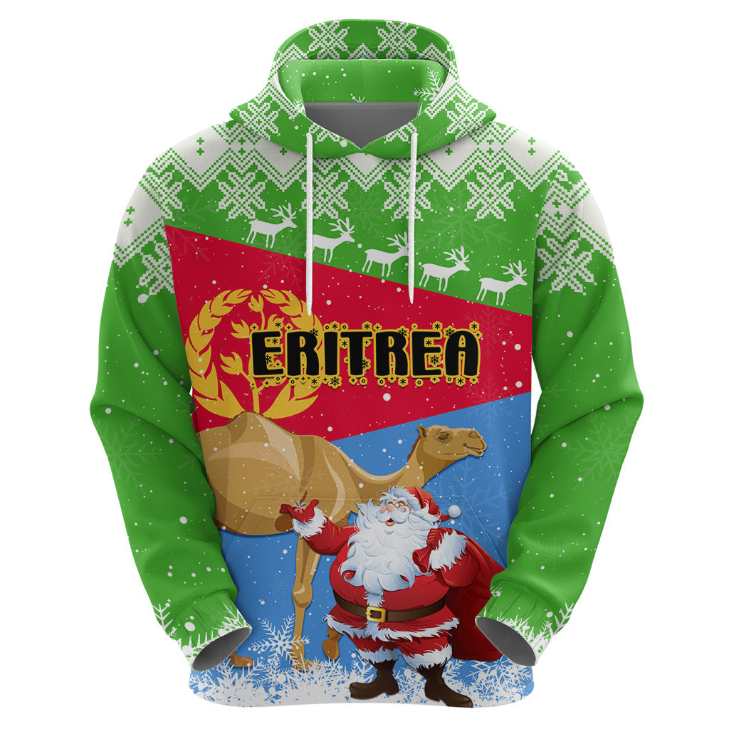 Custom Eritrea Christmas Hoodie Santa Claus With Dromedary Camel LT01