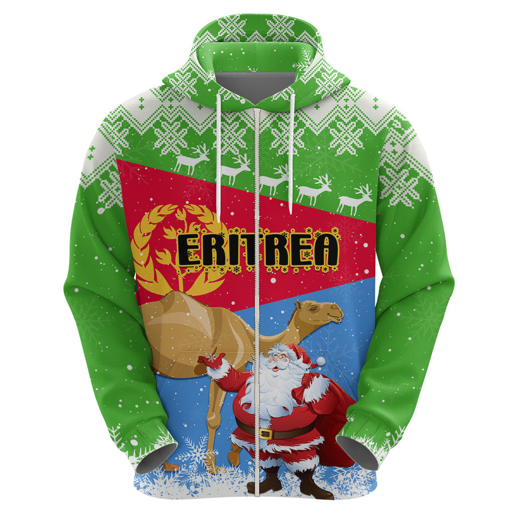 Custom Eritrea Christmas Hoodie Santa Claus With Dromedary Camel LT01