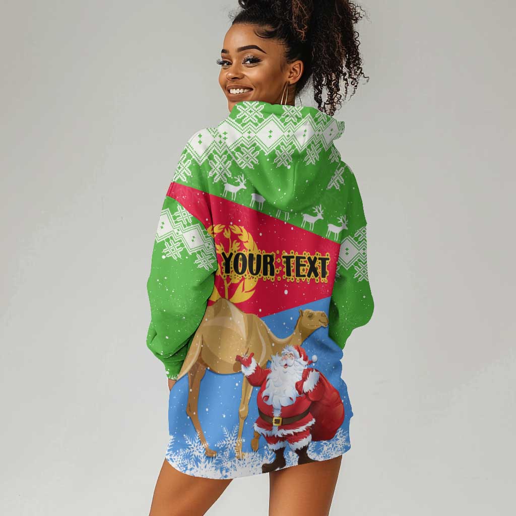Custom Eritrea Christmas Hoodie Dress with Santa Claus and Dromedary Camel LT01