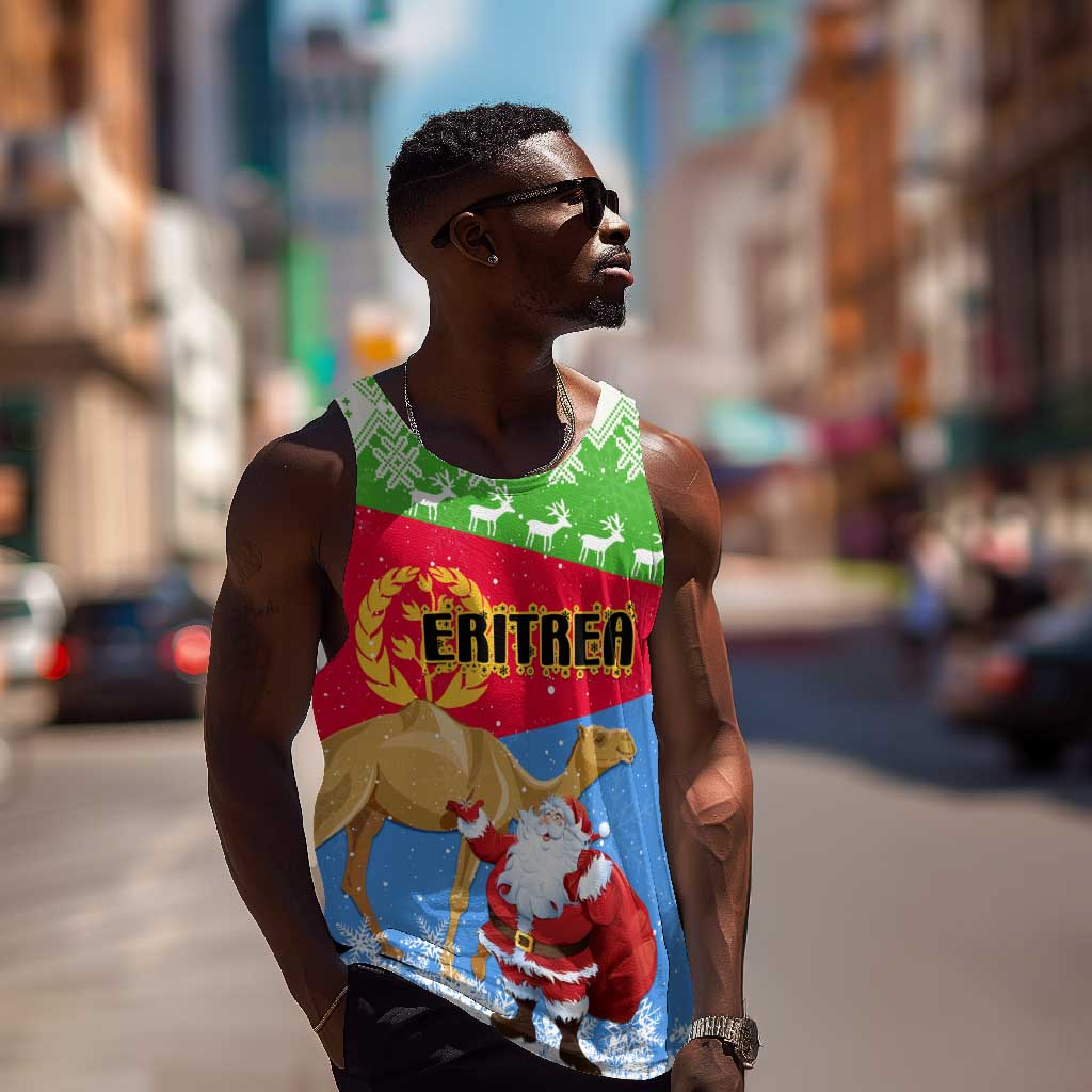 Custom Eritrea Christmas Men Tank Top with Santa Claus and Dromedary Camel LT01
