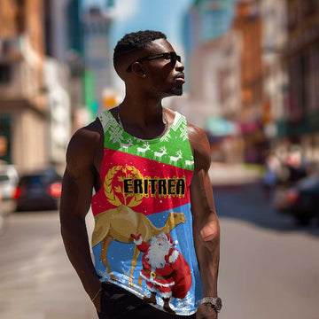 Custom Eritrea Christmas Men Tank Top with Santa Claus and Dromedary Camel LT01
