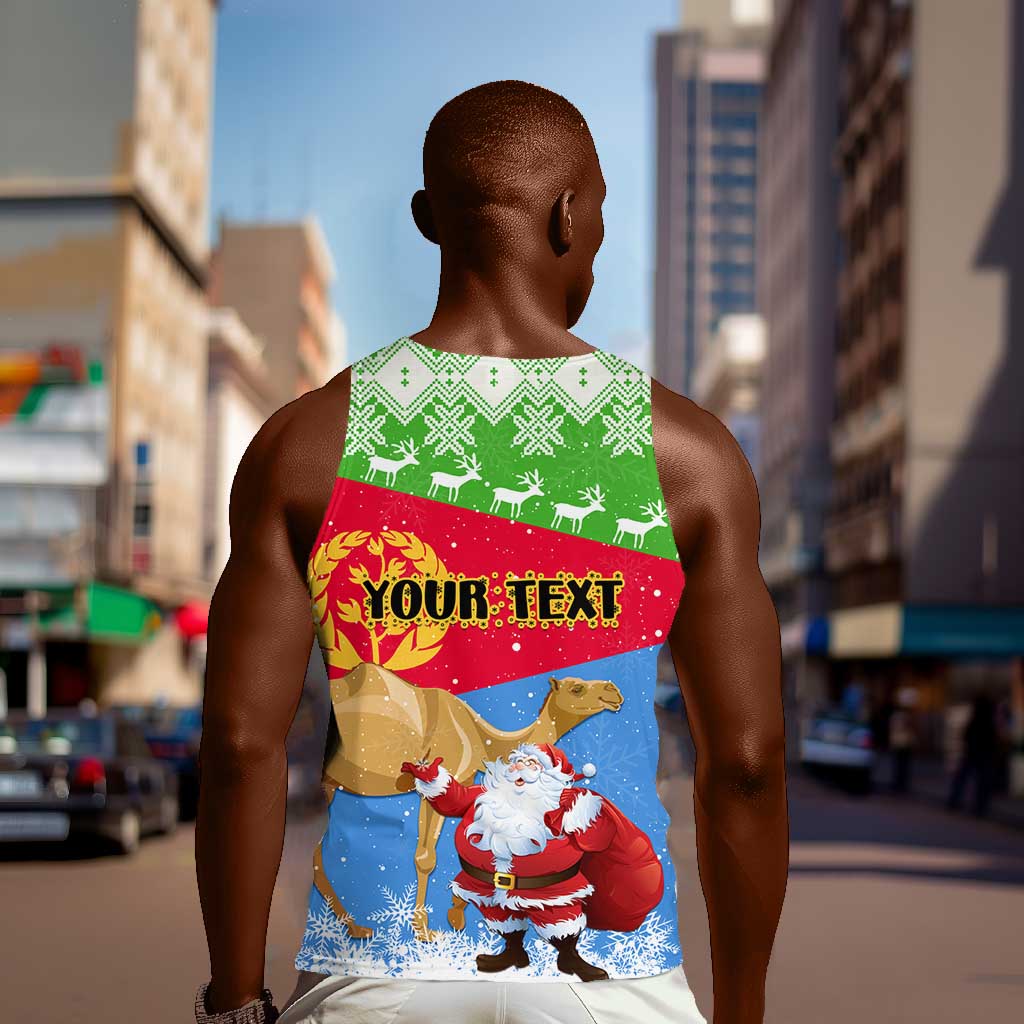 Custom Eritrea Christmas Men Tank Top with Santa Claus and Dromedary Camel LT01