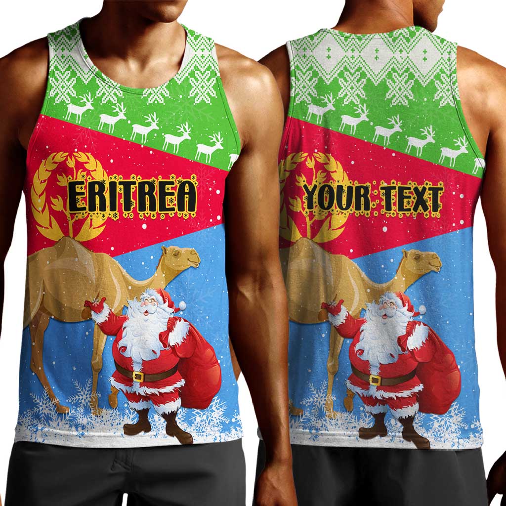 Custom Eritrea Christmas Men Tank Top with Santa Claus and Dromedary Camel LT01