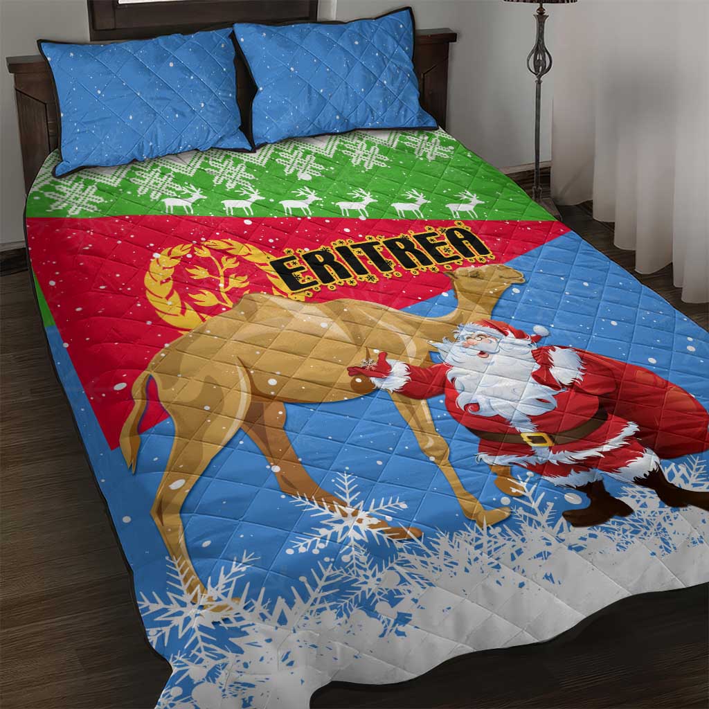 Eritrea Christmas Quilt Bed Set with Santa Claus and Dromedary Camel LT01