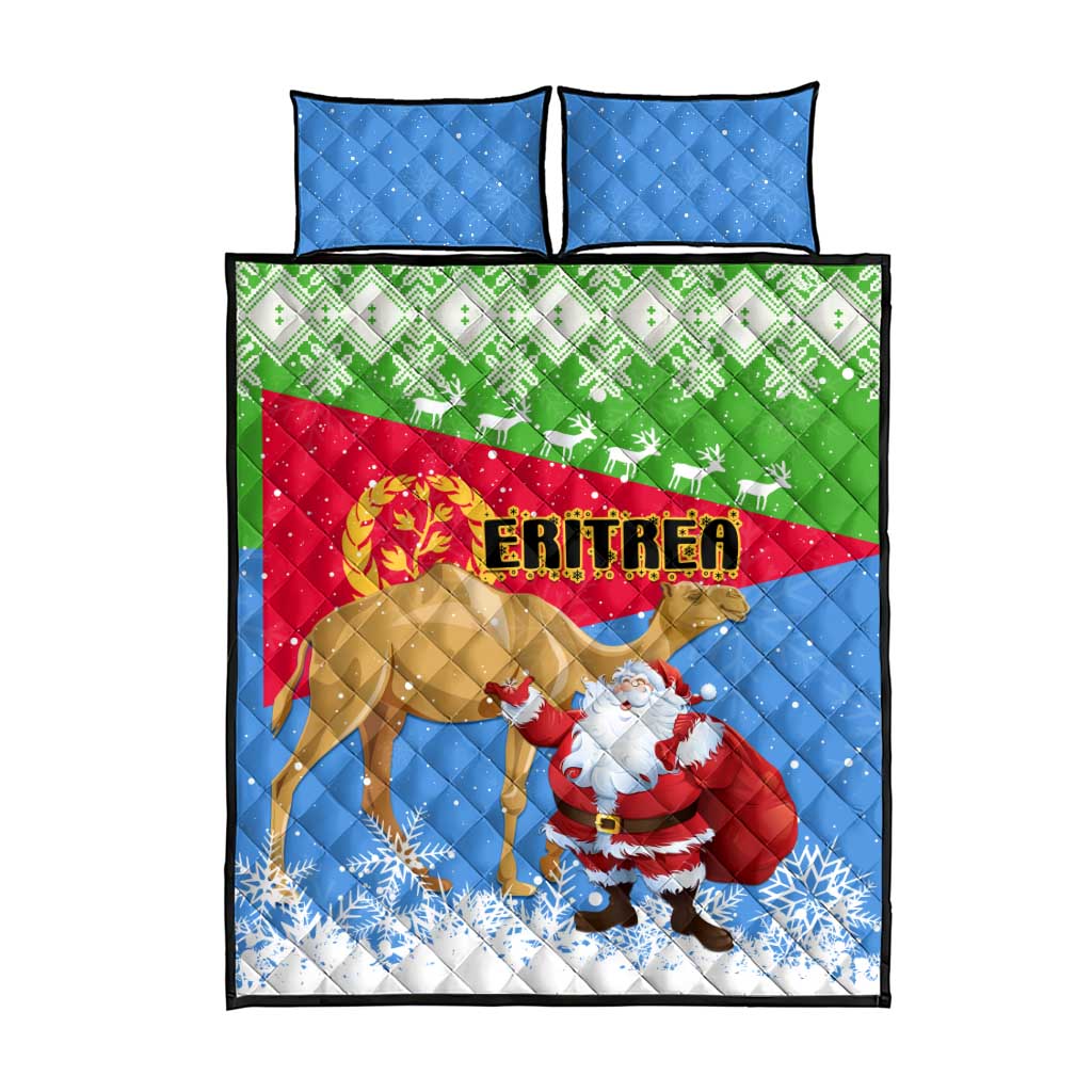 Eritrea Christmas Quilt Bed Set with Santa Claus and Dromedary Camel LT01