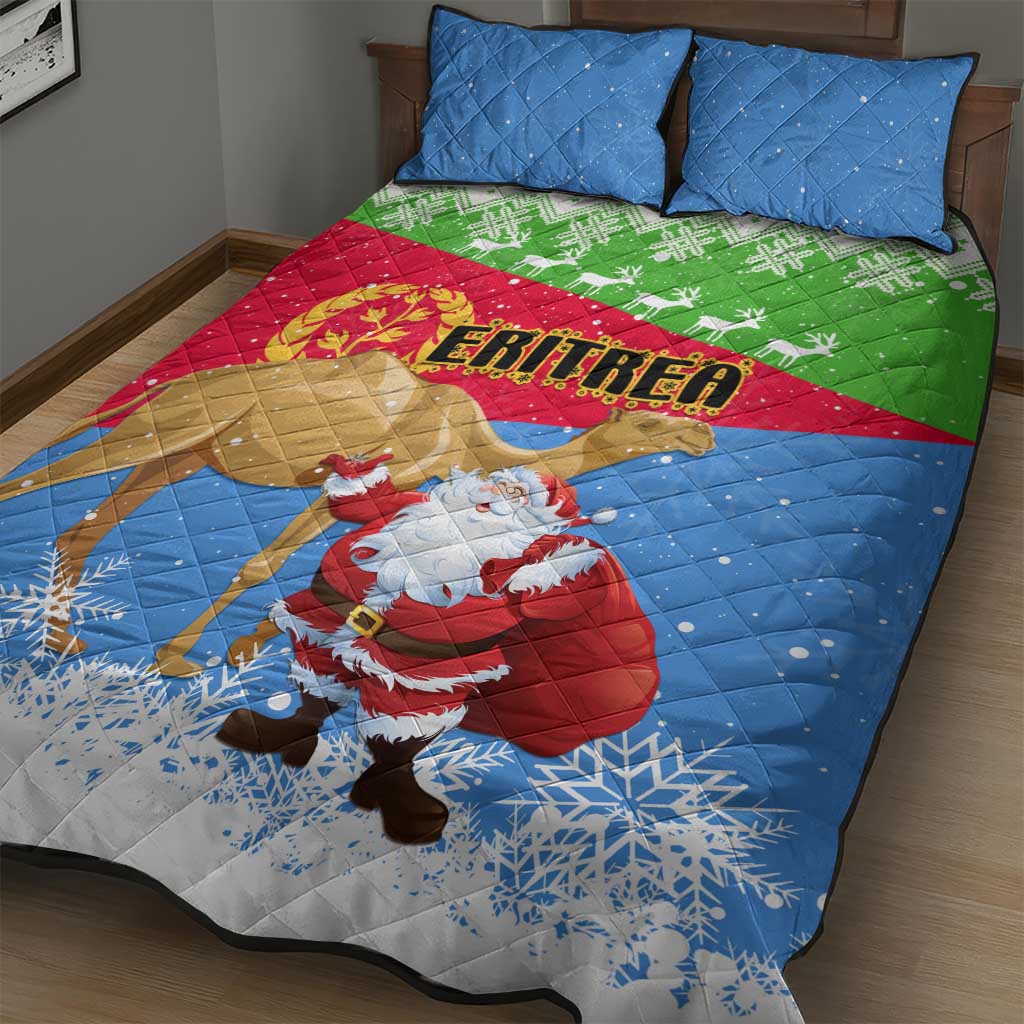 Eritrea Christmas Quilt Bed Set with Santa Claus and Dromedary Camel LT01