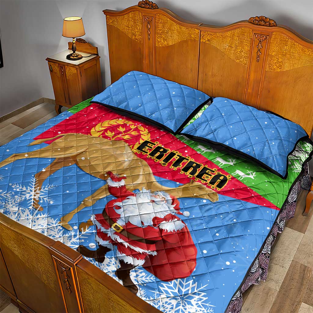 Eritrea Christmas Quilt Bed Set with Santa Claus and Dromedary Camel LT01