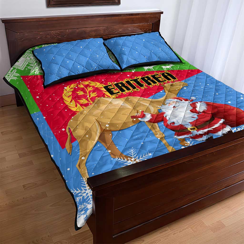 Eritrea Christmas Quilt Bed Set with Santa Claus and Dromedary Camel LT01