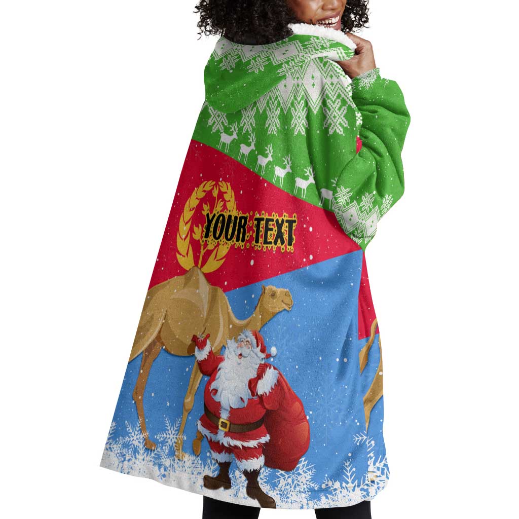 Custom Eritrea Christmas Wearable Blanket Hoodie with Santa Claus and Dromedary Camel LT01