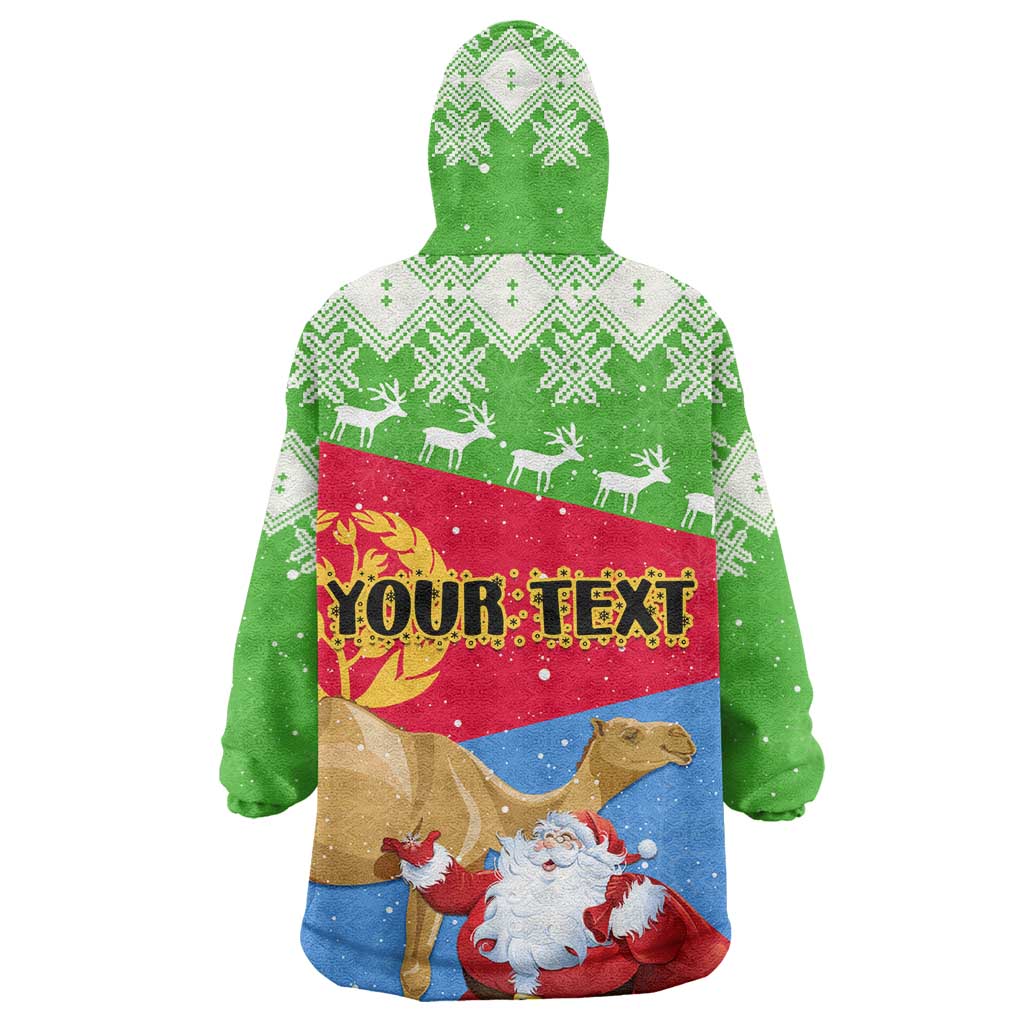 Custom Eritrea Christmas Wearable Blanket Hoodie with Santa Claus and Dromedary Camel LT01