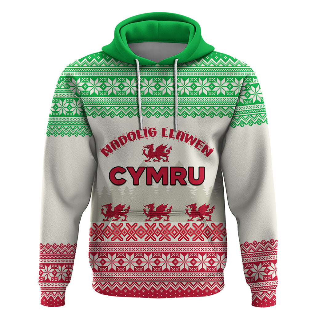 Custom Wales Christmas Hoodie Nadolig Llawen Welsh Dragon LT01
