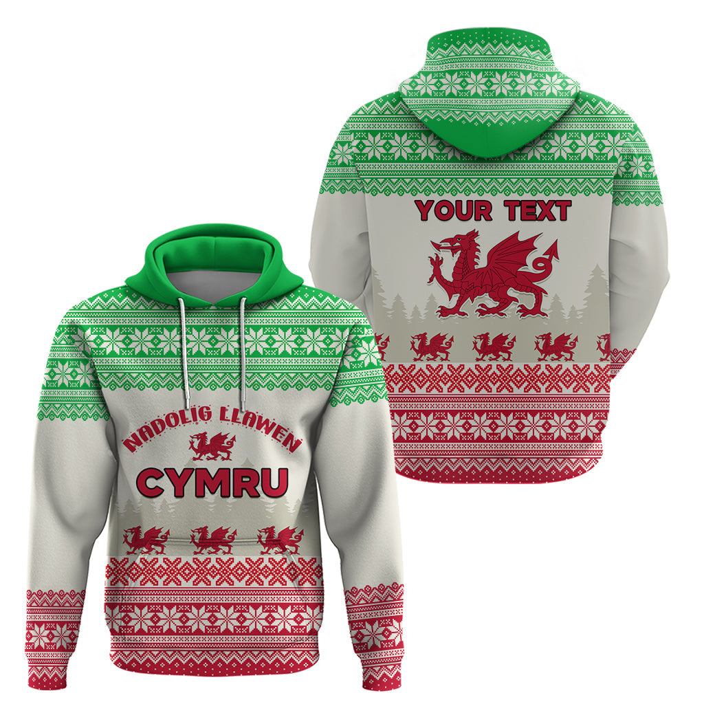 Custom Wales Christmas Hoodie Nadolig Llawen Welsh Dragon LT01