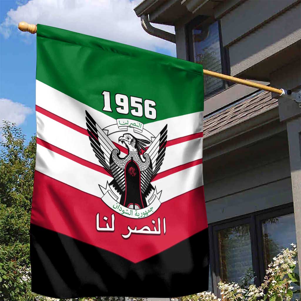 Sudan Independence Day Garden Flag with Sudanese Secretary Bird LT01