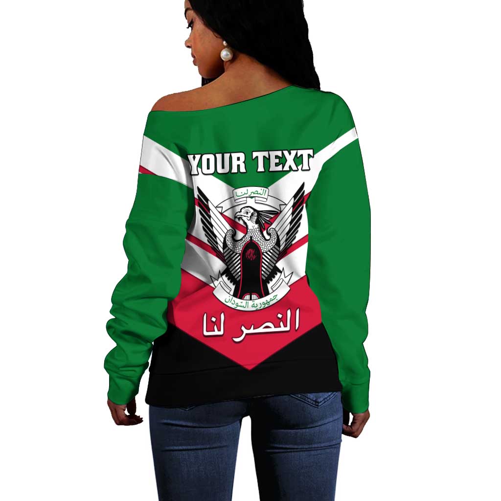 Sudan Independence Day Off Shoulder Sweater with Sudanese Secretary Bird LT01