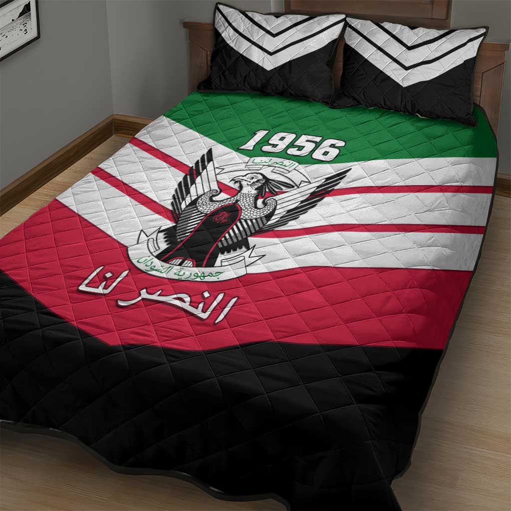 Sudan Independence Day Quilt Bed Set with Sudanese Secretary Bird LT01