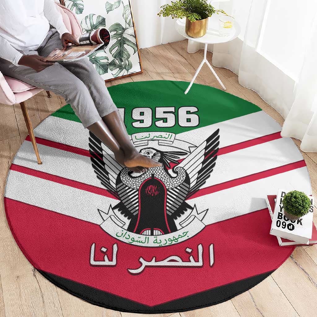 Sudan Independence Day Round Carpet with Sudanese Secretary Bird LT01