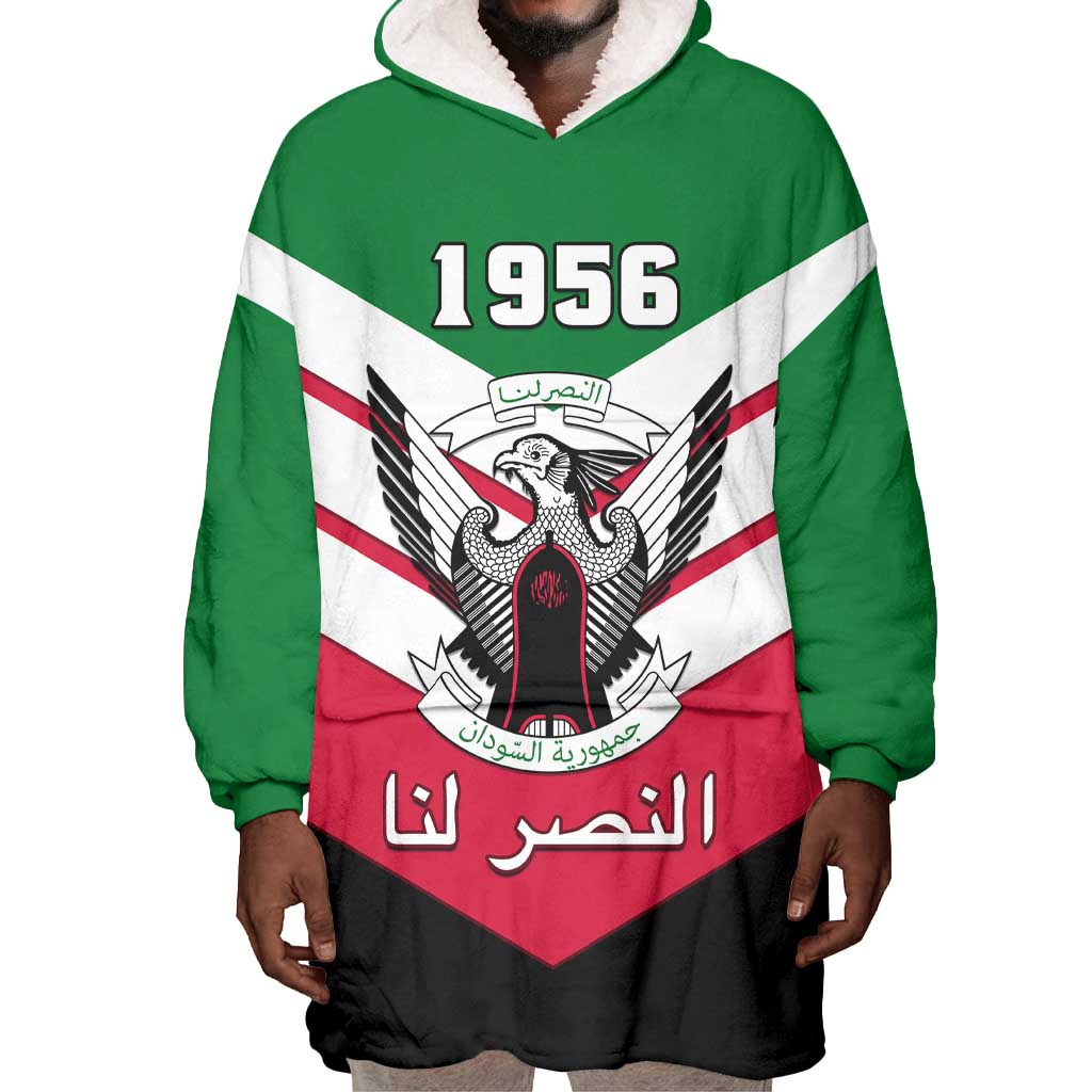 Sudan Independence Day Wearable Blanket Hoodie with Sudanese Secretary Bird LT01