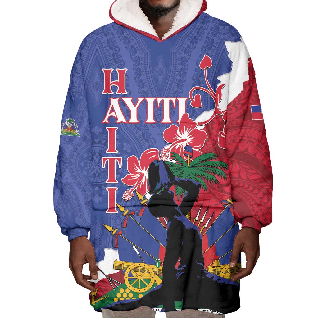 Personalised Afro Haiti Le Marron Inconnu Wearable Blanket Hoodie Dashiki Mix Polynesian Pattern LT01