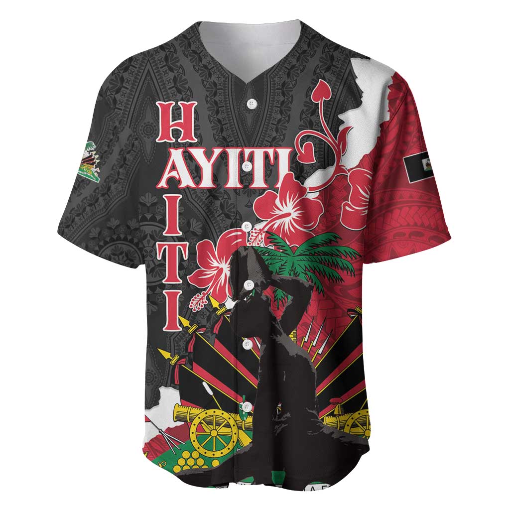 Personalised Afro Ayiti Neg Marron Baseball Jersey Dashiki Mix Polynesian Pattern LT01