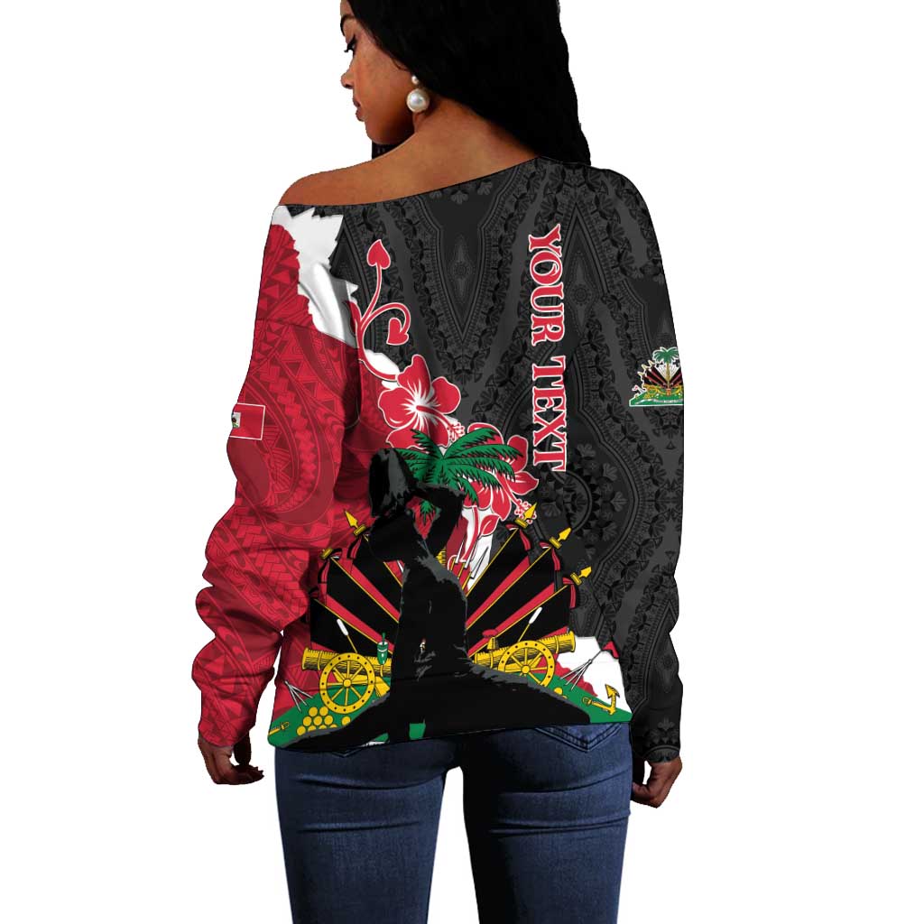 Personalised Afro Ayiti Neg Marron Off Shoulder Sweater Dashiki Mix Polynesian Pattern LT01