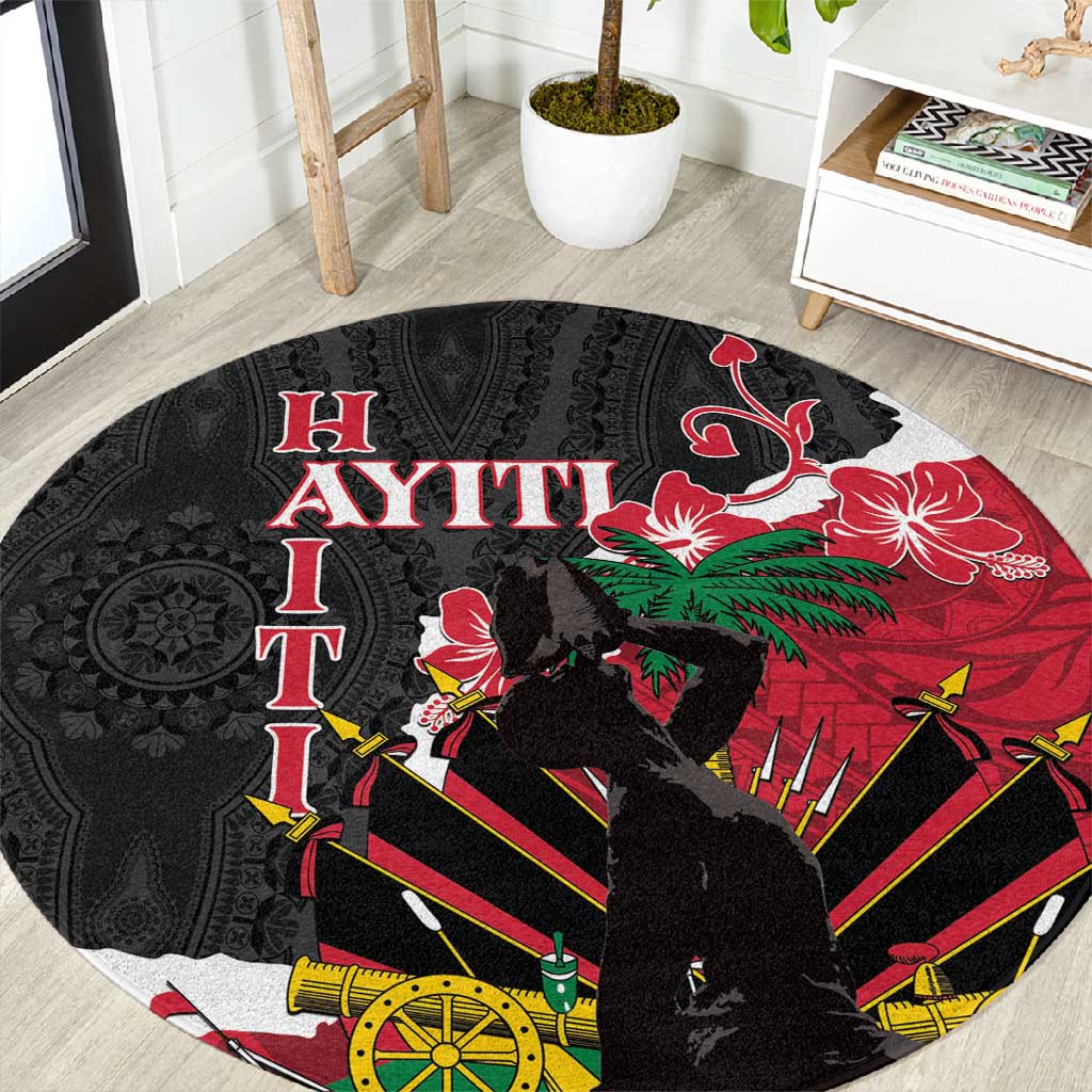 Personalised Afro Ayiti Neg Marron Round Carpet Dashiki Mix Polynesian Pattern LT01