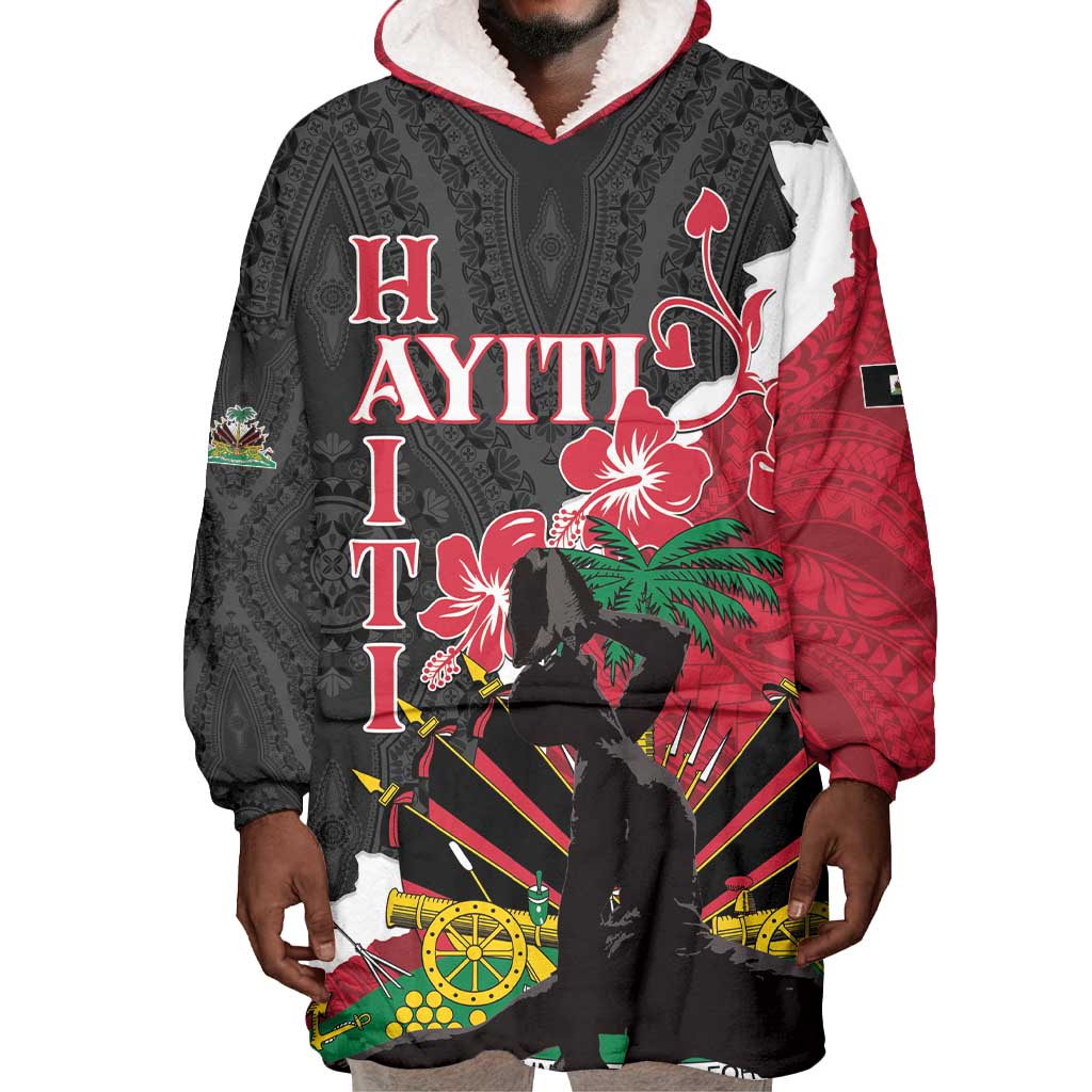 Personalised Afro Ayiti Neg Marron Wearable Blanket Hoodie Dashiki Mix Polynesian Pattern LT01