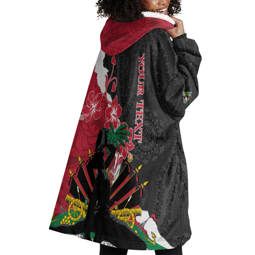 Personalised Afro Ayiti Neg Marron Wearable Blanket Hoodie Dashiki Mix Polynesian Pattern LT01