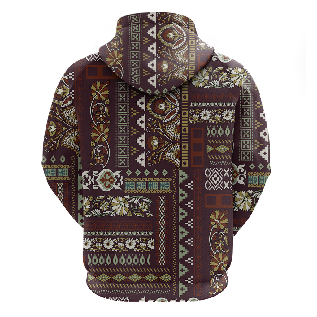 Persian Patchwork Pattern Hoodie Unique Brown LT01