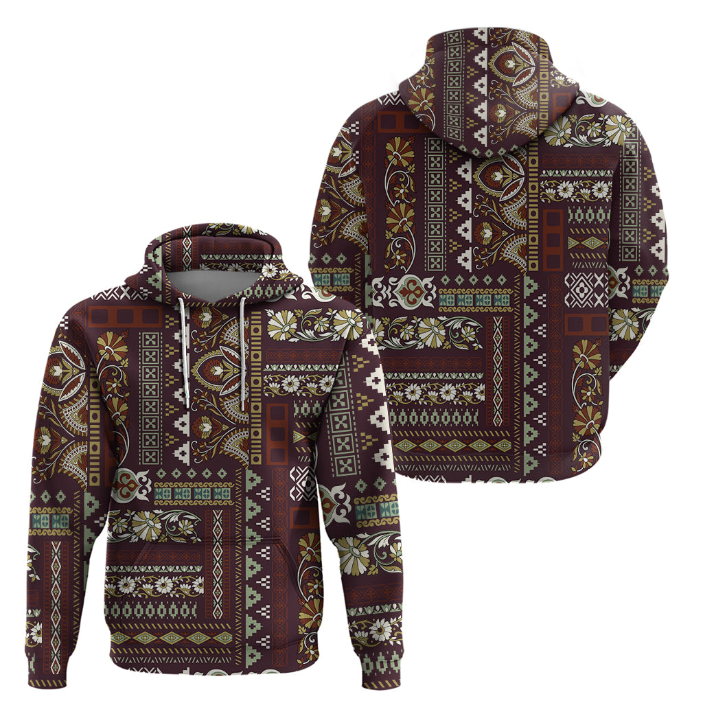 Persian Patchwork Pattern Hoodie Unique Brown LT01