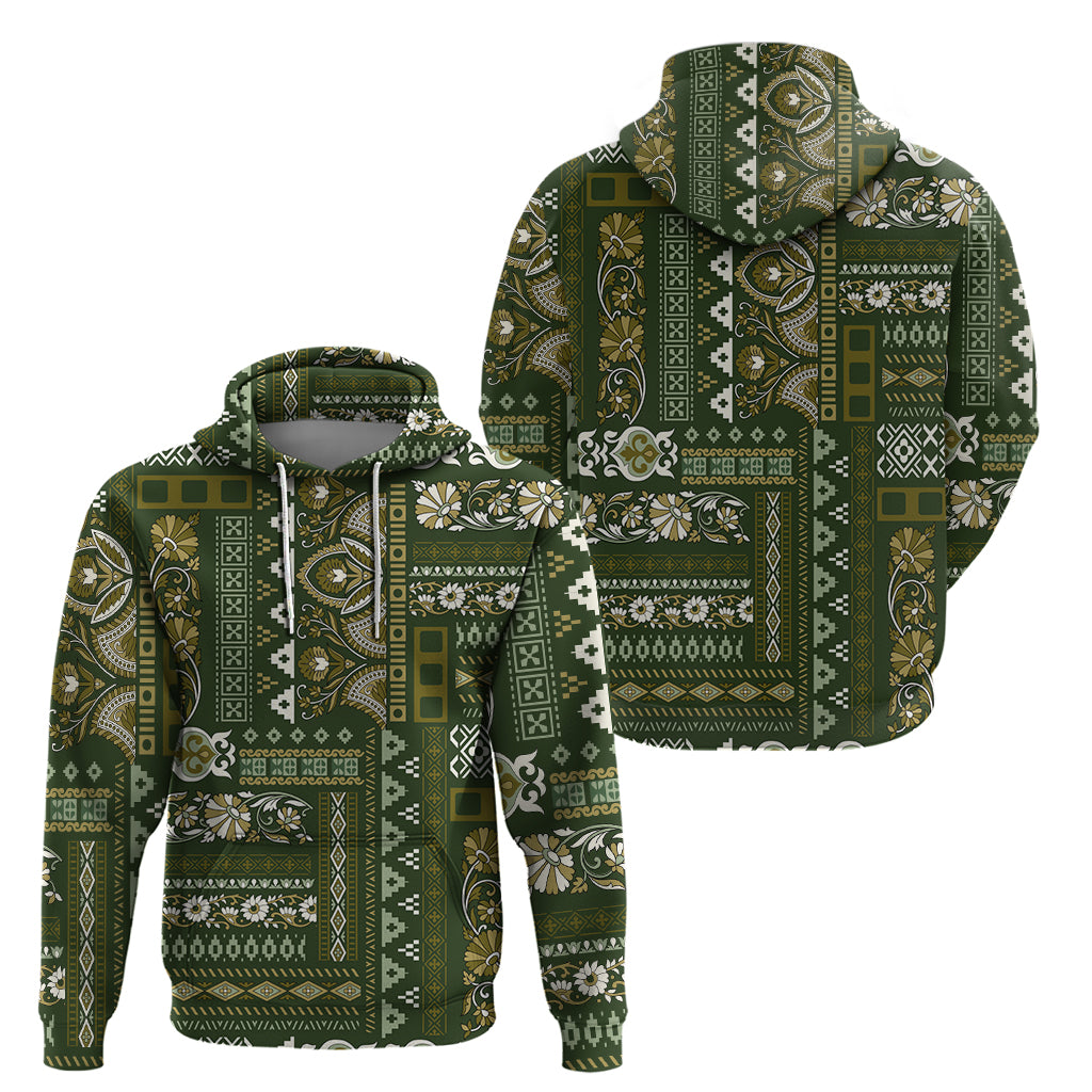 Persian Patchwork Pattern Hoodie Unique Green LT01