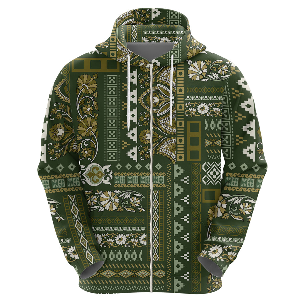Persian Patchwork Pattern Hoodie Unique Green LT01